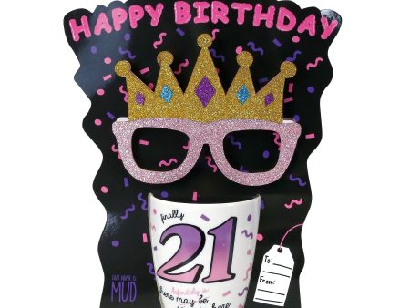 21 Birthday Mug with Glasses on Sale