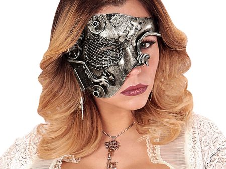 Steampunk Demi Halbmaske silber Sale