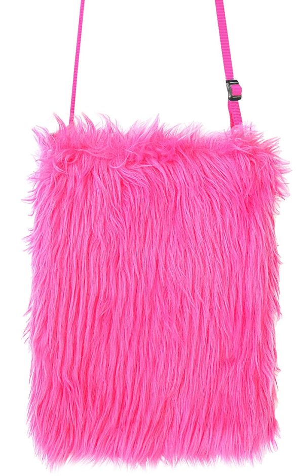 Flauschige Plüsch Handtasche neon pink Online now