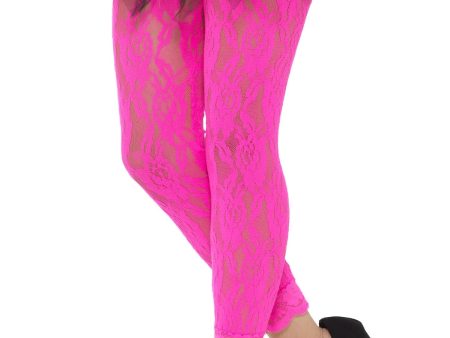 Neon Spitzenleggings pink Discount